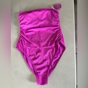 Shade & Shore Pink Women’s Ribbed One Piece High Leg Cheeky Target Size 16 New